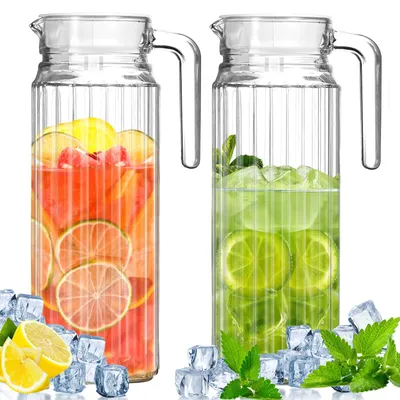 Glaskannen-Set 2x 1,1 L mit Deckel, hitzebeständig, transparent
