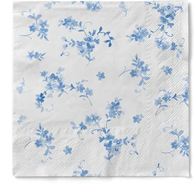 Produktbild von Sovie HOME Serviette Bonnie in Blau aus Tissue 33 x 33 cm, 3-lagig, 20 Stück - Floral Blütendesign