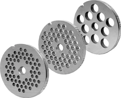 Produktbild von Lochscheibensatz 3,5 mm + 4,5 mm + 10 mm Bohrung für alle gängigen Fleischwolf Größen 7