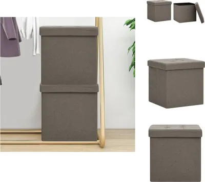 Obrázek produktu pro vidaXL Stolička s úložným prostorem 2 ks. Taupe vzhled lnu - Skládací židle a taburety