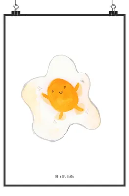 Produktbild von Mr. & Mrs. Panda Bild Spiegelei Ei DIN A0 - Weiß - Geschenk, Schön, Lustige Sprüche, Liebe, Deko, Wandbild, drucke, Tag, wanddeko, Glücklich, Plakat