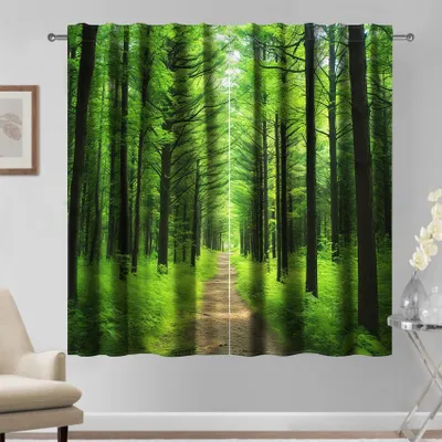 Imagen del producto de Omgoods - Juego de 2 cortinas opacas, color verde, 132 x 214 cm