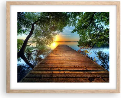 Produktbild von Gerahmtes Poster - Rahmen in heller Eiche - Brücke See - 50x40 cm - Wand Bild - Wanddeko - Wandbilder - Kunstposter - Wandposter - Bilderrahmen - Bilder - Kunstdruck - Wandbild - P2NAA50x40-3528