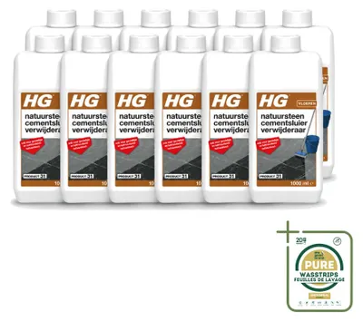 Produktbild von 12 x HG Naturstein Zementschleierentferner - Säurefrei - 1 l - Vorratspackung - 12 Stücke