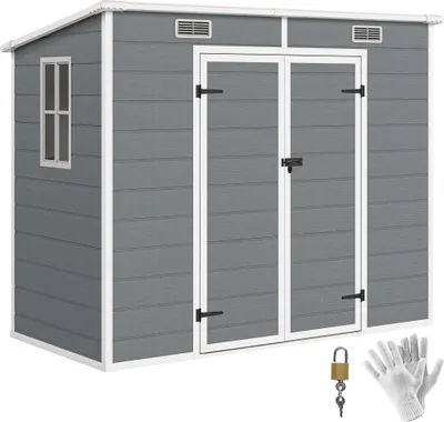 Produktbild von Outsunny Gerätehaus 2,54m², Wasserdicht Gartenhaus mit Pultdach Geräteschuppen