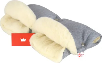 Produktbild von BABYLUX MUFF Handmuff Handwärmer Kinderwagen Buggy Handschuh 18. Jeans Grau hell '53 + Wolle