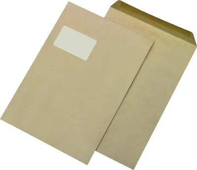 Produktbild von mayer-network 30005447 Versandtaschen Recycling - C4 , mit Fenster, gummiert, 90 g/qm, braun, 250 Stück