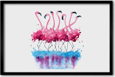 Produktbild von Bild 60x40 MDF-Rahmen, Wandkunst Flamingos