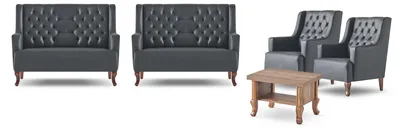 Immagine prodotto di Mobili da salotto Black Set Poltrona a 2 posti Tavolino Chesterfield Completo