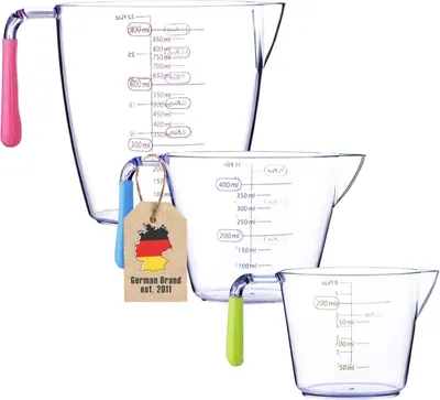 Obrázok produktu pre Intirilife 3-balenie odmeriek s objemom 200 ml, 400 ml a 900 ml - rôzne veľkosti na varenie pečenie a meranie
