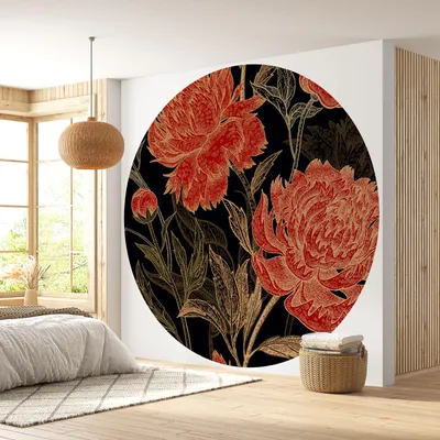 Produktbild von Runde Tapete / Kreis – Lumaléa – Blumenmuster – Premium-Papier 185 g, abwaschbar – Durchmesser 90 cm