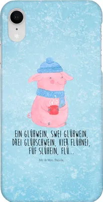 Produktbild von Mr. & Mrs. Panda Iphone XR Handyhülle Schweinchen Glühwein - Eisblau - Geschenk, Weihnachtsmarkt, Spruch, Handy Case, Premium Kunststoff, Weihnachten, Betrunken