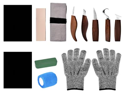 Produktbild von 12-in-1 Holzschnitzwerkzeug-Set mit Aufbewahrungstasche für Bastelliebhaber