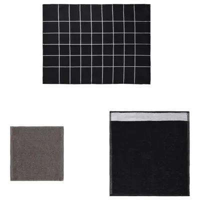 Image de vidaXL Set de 12 serviettes Noir Coton