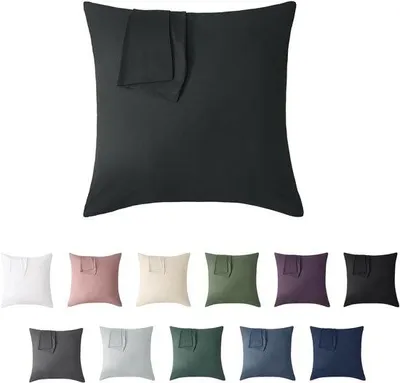 Obrázek produktu pro Sada 2 povlaků na polštáře Unyqoos®, 50 x 50 cm, barva antracit, vyrobené ze 100% bavlny (praná), měkké a prodyšné,  Oeko-Tex, skrytý zip