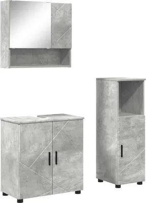Produktbild von vidaXL Badezimmermöbel Set Wandmontiert 3 pcs Betongrau Holzwerkstoff