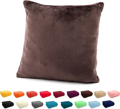 Produktbild von heimtexland ® Flanell Kuschel Kissen Super Soft Plüsch Deko Kissenhülle Typ380 Braun 48 x 48 cm