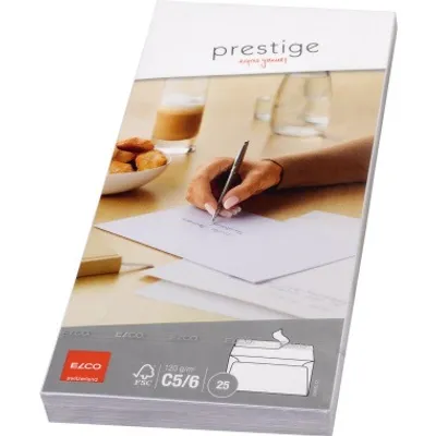 Obrázek produktu pro Elco 70499.12 Briefumschlag Prestige - DL, 25 Stück, hochweiß, haftklebend