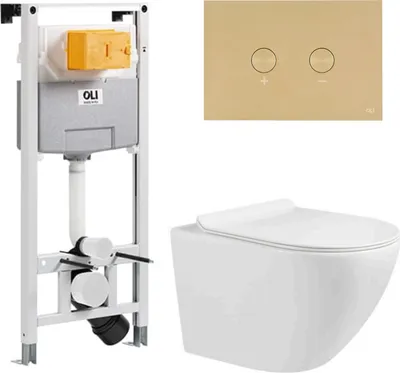 Produktbild von Domotechnika | Wc Set Zoldo - Vorwandelement - Unterputzspülkasten - Weiß Glänzend - Premium Spülrandlos - Hochwertige Hygiene, Soft Close