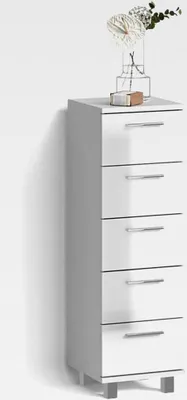 Produktbild von Badschrank Eisak, Weiß Hochglanz, 30 x 95 cm