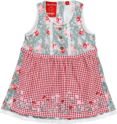 Produktbild von BONDI Baby Mädchen Dirndl "Blumenallover" 86846 | Grün Rot Größe: 74
