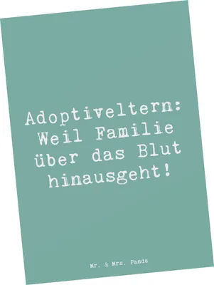 Produktbild von Mr. & Mrs. Panda Postkarte Spruch Adoptiveltern Liebe - Meeresbrise - Geschenk, Glück, Familienpflege, Grußkarte, Ansichtskarten, Postkarten, Adoption, elterliche, Freude