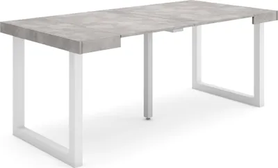 Produktbild von Ausziehbarertisch, 180x90x73cm, Für 8 Gäste, Massivholz Beine, Zementgrau