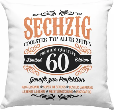 Produktbild von Trendation -  60. Geburtstag Deko-Kissen mit Füllung 40x40 Mann Geschenk 60er Geschenkidee 60 Vater Männer Lustig Geschenke 60 Jahre Alt Mann Männer Vater (Rosa)