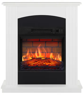 Imagen del producto de Chimenea eléctrica ArtiFlame Collins AF18B, color blanco: chimenea independiente con llama LED, calefacción de 1,8 kW, ideal para espacios de hasta 30 m², con marco de chimenea de MDF