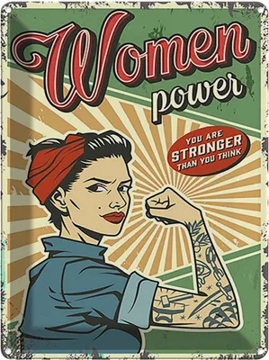 Produktbild von vianmo Blechschild 40x30 cm Pinup women power Girl stronger Pin Up