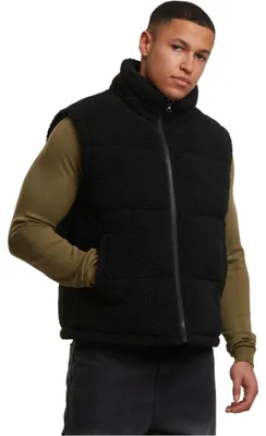 Produktbild von Urban Classics Herren Puffer Weste Basic Teddy Puffer Vest, Steppweste aus flaus