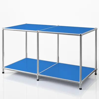 Immagine prodotto di Floordirekt lowboard Concept Epure MK-016 credenza, ripiano e tavolino L78×P40×H46 cm, blu, modulare e antigraffio, struttura in metallo cromato