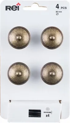 Immagine prodotto di Set 4 pomelli per mobili rotondi in zama ottonata H.22 x L.30 x P.30 mm