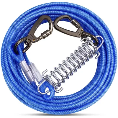 Immagine prodotto di Guinzaglio per cani con corda di sicurezza, 9 metri, blu, 5 mm, in PVC e acciaio inossidabile