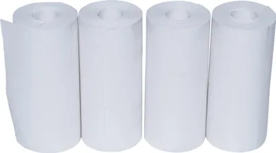 Four rolls of white paper are arranged side-by-side against a white background.