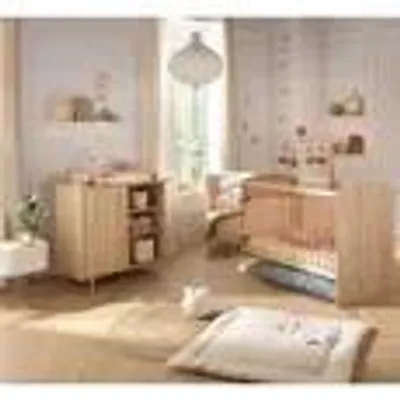 Produktbild von Baby-Duo-Schlafzimmer - SAUTHON - Sam Golden Oak - Babybett 120 x 60 cm und Wickeltisch