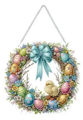 Produktbild von Diamond Painting Ostern Kranz Anhänger DIY Handwerk zum Aufhängen Frühlingdeko Fensterbild Stil-E