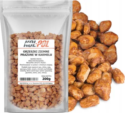 Zdjęcie produktu dla ORZECHY ZIEMNE KARMELOWE 200g Orzeszki prażone w karmelu jakość Kol-Pol