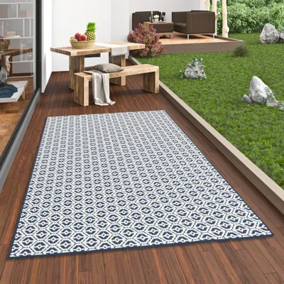 Produktbild von In- und Outdoor Teppich Beidseitig Cape Cod Dunkelblau, Größe:400x400 cm