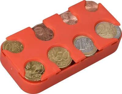 Produktbild von kwmobile Münzbox für Euro Münzen - 8 Fächer von 1 Cent bis 2 Euro - Münzhalter Münzsammler - Münzspender Sortierer in Orange
