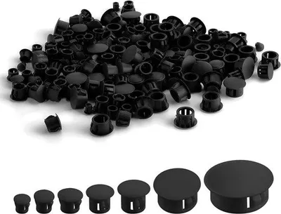 Productafbeelding van Plastic afdichtingen voor schroefgaten - Meubelafdekkingen - 300 stuks - verschillende maten - 5-25 mm - zwart