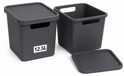 Produktbild von Plastard Aufbewahrungsbox mit Deckel 2er-Set 12,5 Liter in Anthrazit