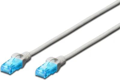 Produktbild von DIGITUS Patchkabel RJ45 U/UTP Cat5e 30.00m grau Hebelschu Polybeutel