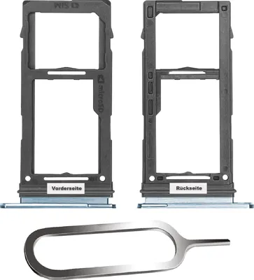 Produktbild von Samsung Galaxy S10 / Plus Sim Karten Halter Tray Adapter Fach Stecker Slot + Nadel Single Prism Blau