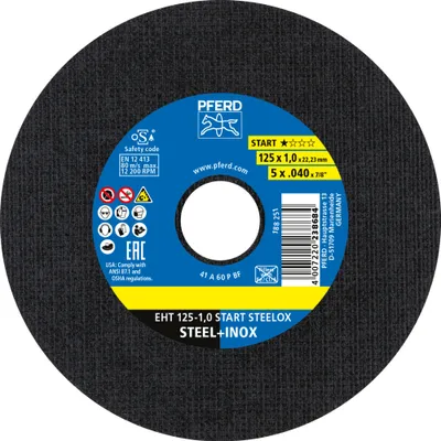 Produktbild von PFERD TOOLS Trennscheibe EHT 125x1,0x22,23 mm gerade Startlinie START STEELOX für Stahl/Edelstahl (25)