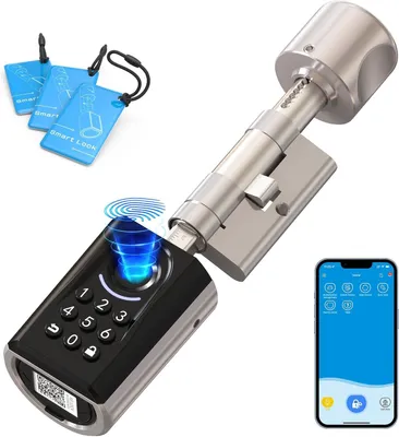 Obrázek produktu pro Zámek ToucA51, biometrický zámek s rozpoznáváním otisků prstů, číselný kód, zámek s otiskem prstu, pro vchodové dveře, s aplikací pro RFID karty, elektronický číselný zámek, zámek, nastavitelné vložky