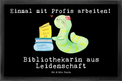 Produktbild von Mr. & Mrs. Panda Schmutzfangmatte Bibliothekarin Leidenschaft 50 x 75 cm - Schwarz - Geschenk, Eingangsmatte, Schmutzmatte, Spruch, Buchhandlung, Fussmatte, Bodenvorleger