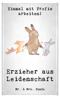 Produktbild von Mr. & Mrs. Panda Handtuch Erzieher Leidenschaft - Weiß - Geschenk, Beruf, Lustig, Frotteetuch, Studium, Gäste-WC, Mini-Handtuch, gäste wc, Spruch, Ausbildung, Gästetuch