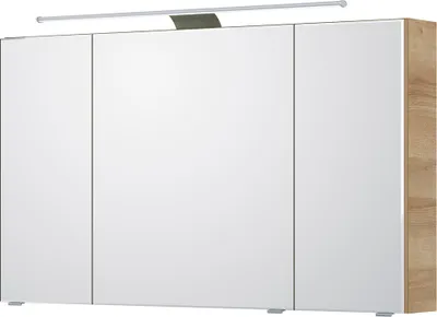 Produktbild von Bad Spiegelschrank, 120cm, mit LED-Aufsatzleuchte in Riviera Eiche quer Nb. SOLINGEN-66, B/H/T ca. 120/70,3/17 cm