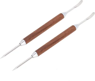 Image de 2pcs Coffee Art Stylo manche bois acier inoxydable Fancy Stitch Aiguille pour DIY -Décoration